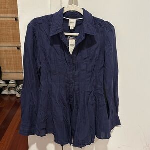 Anthropologie Maeve Waisted Tunic Shirt in Navy Blue
